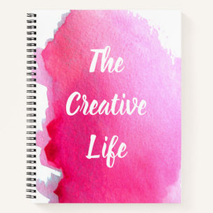 Pink watercolor the creative life quotation notebook
