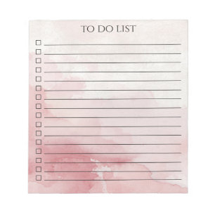 Pink Watercolor To Do List Chic Minimalist Modern Notepad