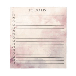 Pink Watercolor To Do List Chic Minimalist Modern Notepad