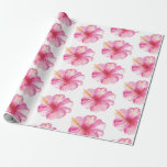 Pink Watercolor Tropical Hibiscus Flower Wrapping Paper<br><div class="desc">This wrapping paper features a beautiful watercolor design with a pink floral pattern of vibrant hibiscus flowers, bringing a girly, tropical touch to any occasion. Perfect for birthdays, weddings, and luau party ideas, this stylish and elegant design adds a fresh island-inspired charm to your gift wrapping. Whether celebrating a tropical-themed...</div>