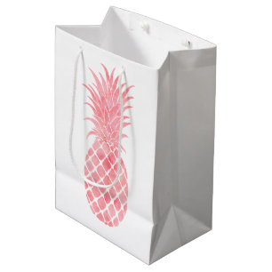 Pink Watercolor Tropical Pineapple Medium Gift Bag