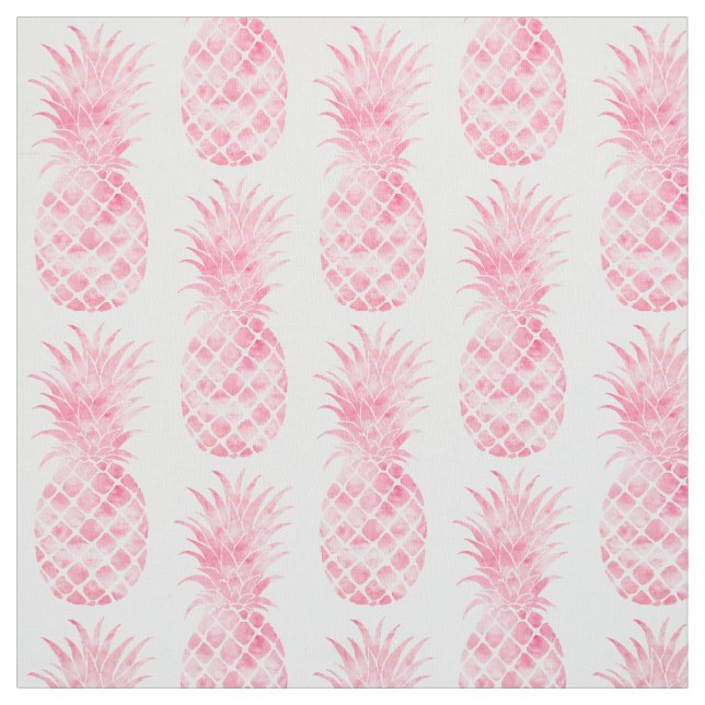 Pink Watercolor Tropical Pineapples Fabric (Swatch)