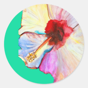 Pink watercolor tulips art classic round sticker