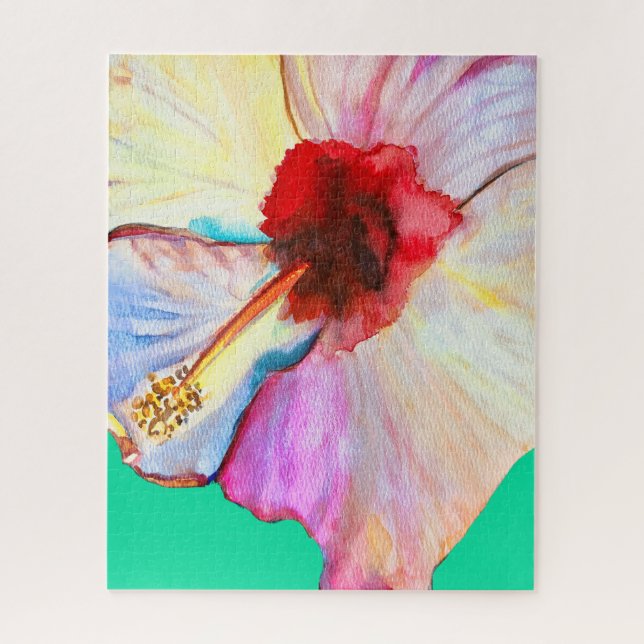 Pink watercolor tulips art jigsaw puzzle (Vertical)