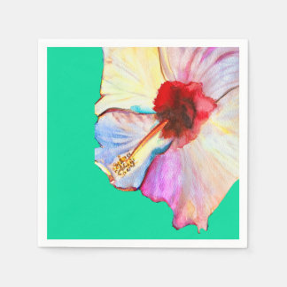 Pink watercolor tulips art napkin