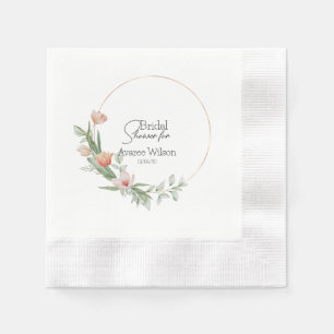 Pink Watercolor Tulips  Bridal Shower  Napkin