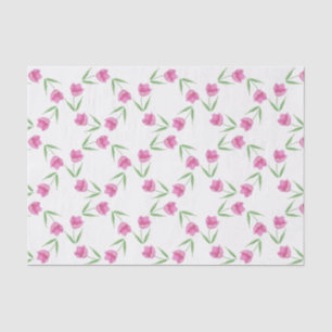 Pink Watercolor Tulips Pattern Tissue Paper