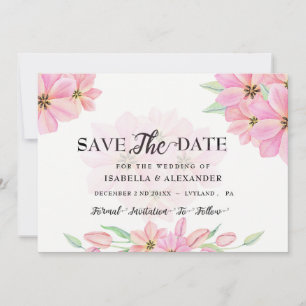 Pink Watercolor Tulips Save the Date Invitation