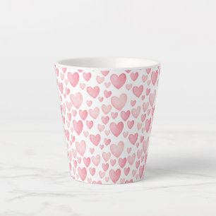 Pink Watercolor Valentine Hearts  Latte Mug