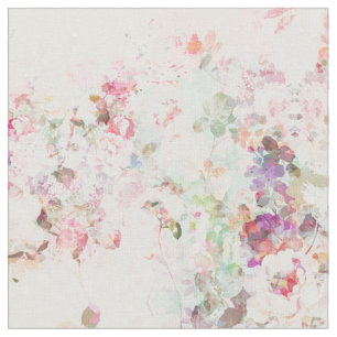 Pink watercolor vintage flowers pattern fabric