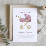 Pink Watercolor Vintage Stroller Baby Sip and See Invitation<br><div class="desc">Invite friends and family to celebrate your little one with this customisable baby sip and see invitation. Featuring a sweet pink watercolor baby stroller and soft floral accents, it’s the perfect blend of charm and whimsy. Personalise this watercolor sip and see invitation with your event details, from the date to...</div>