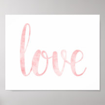 Pink watercolor wall art, love