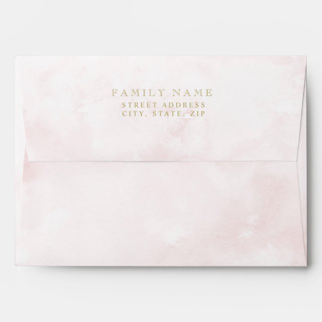 Pink Watercolor Wash Envelope w/ Interior Stripes (Back (Top Flap))