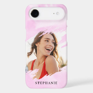 Pink Watercolor Wash Personalised Photo with Name