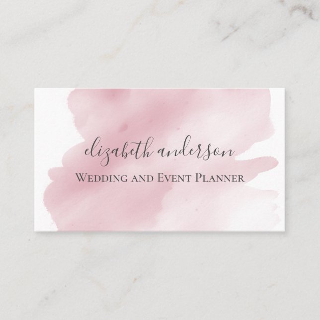 Pink Watercolor Wash Splash Background Modern Business Card (Front)