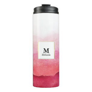 Pink Watercolor Waves Monogram Tumbler