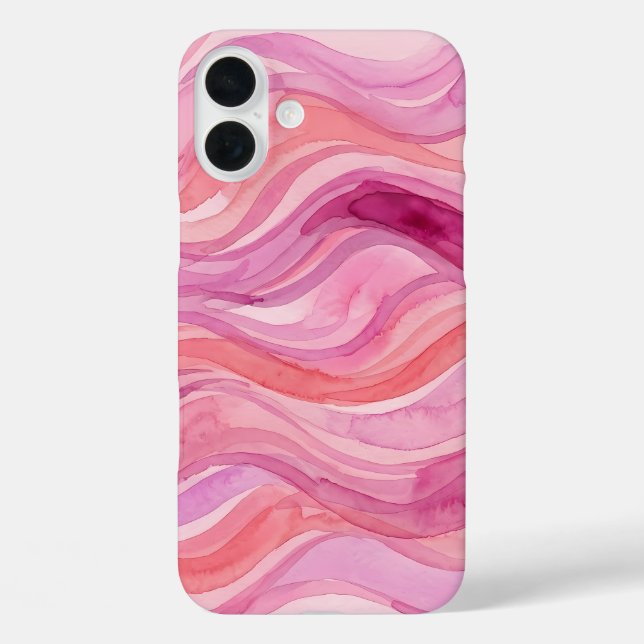 Pink Watercolor Waves Pattern Case-Mate iPhone Case (Back)