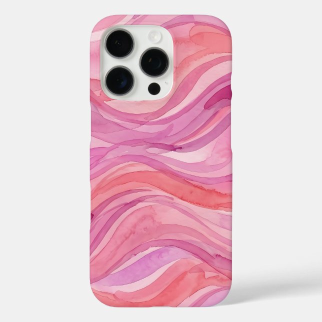 Pink Watercolor Waves Pattern Case-Mate iPhone Case (Back)