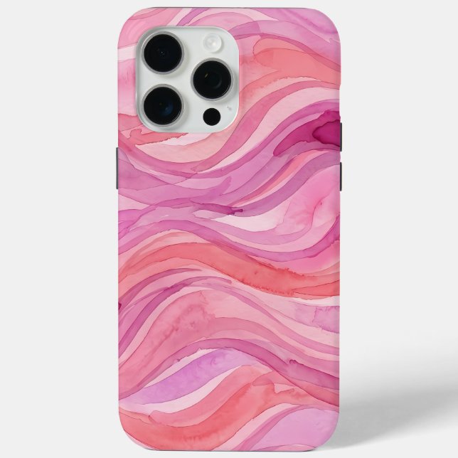 Pink Watercolor Waves Pattern Case-Mate iPhone Case (Back)