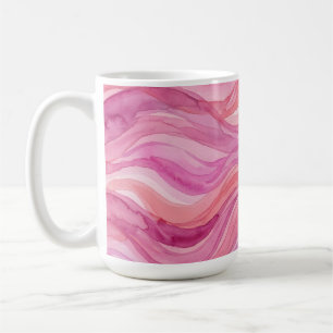 Pink Watercolor Waves Pattern Coffee Mug