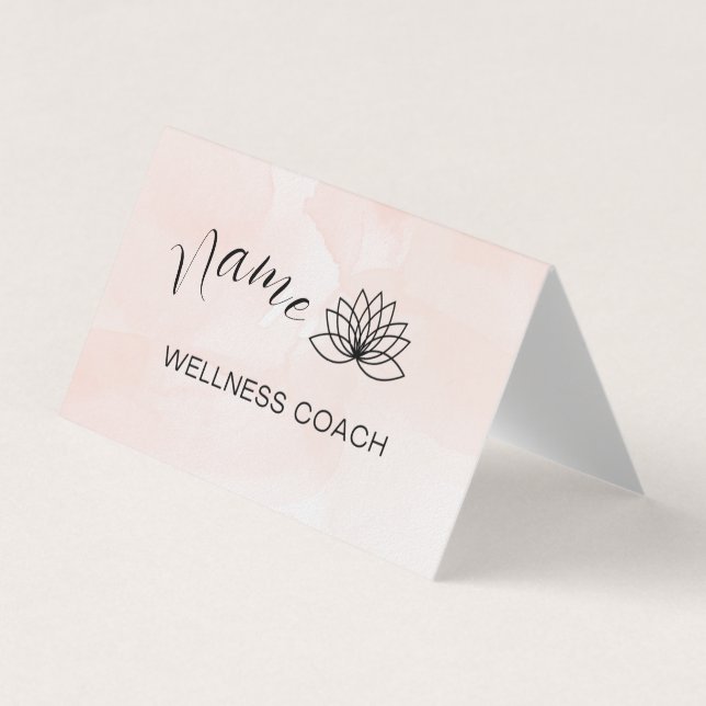 Pink Watercolor Wellness Coach Custom Business Car Card (Front)