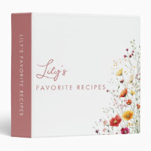 Pink Watercolor Wildflower Floral Favourite Recipe