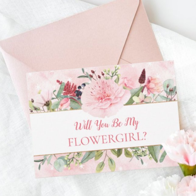 Pink Watercolor Will You Be My Flower Girl   Invitation (Creator Uploaded)