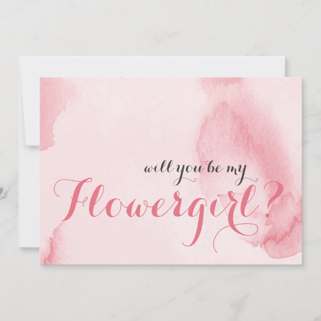 Pink Watercolor | Will you be my Flower Girl Invitation (Front)
