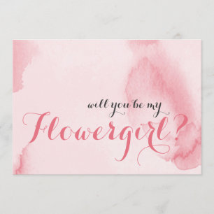 Pink Watercolor   Will you be my Flower Girl Invitation