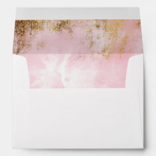 Pink Watercolor with Gold Brushstroke Envelope
