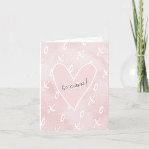 Pink Watercolor X and O Valentine's Day Card