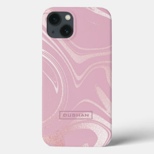 Pink watercolors swirly background iPhone 13 case