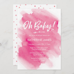 Pink Watercolour Baby Shower invitation
