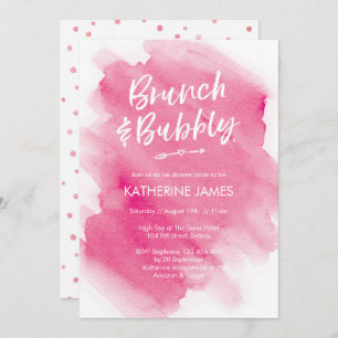 Pink Watercolour Brunch & Bubbly Shower invitation