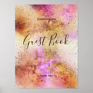 Pink Watercolour Confetti Guest Book Sign Poster