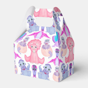 Pink Watercolour Dinosaur Birthday Baby Shower Favour Box