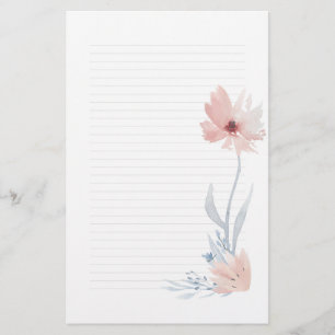 Pink Watercolour Floral Note Paper