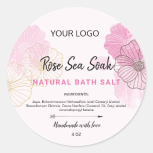 Pink Watercolour flower round label