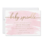 Pink Watercolour Gold Baby Sprinkle Invitation