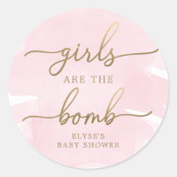 Pink Watercolour Gold Bath Bomb Favour Sticker