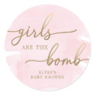 Pink Watercolour Gold Bath Bomb Favour Sticker