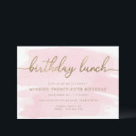 Pink Watercolour Gold Birthday Lunch Invitation<br><div class="desc">This birthday lunch invitation features a timeless watercolour design with a faux gold foil heading. The gold heading is not editable but all other text can be customised to suit your event.</div>
