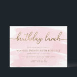 Pink Watercolour Gold Birthday Lunch Invitation<br><div class="desc">This birthday lunch invitation features a timeless watercolour design with a faux gold foil heading. The gold heading is not editable but all other text can be customised to suit your event.</div>