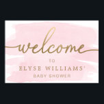 Pink Watercolour Gold Welcome Sign<br><div class="desc">This welcome sign features a timeless watercolour design with a faux gold foil welcome heading. The sign can be customised to suit any event.</div>