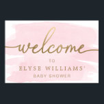 Pink Watercolour Gold Welcome Sign<br><div class="desc">This welcome sign features a timeless watercolour design with a faux gold foil welcome heading. The sign can be customised to suit any event.</div>