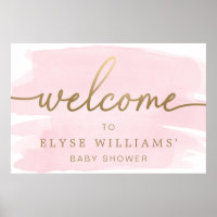 Pink Watercolour Gold Welcome Sign