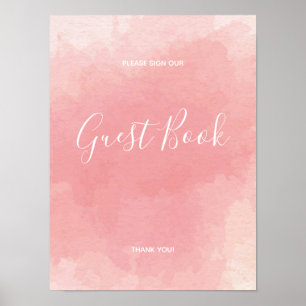 Pink Watercolour Guest Book Sign Poster