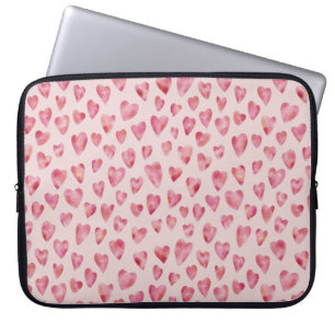 Pink watercolour heart laptop sleeve