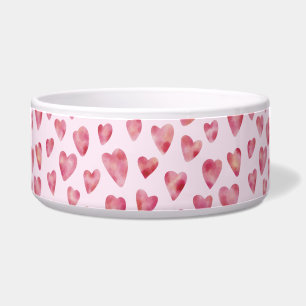 Pink Watercolour Heart pet bowl