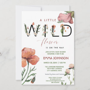 Pink Watercolour Little Poppies Baby Shower Invitation